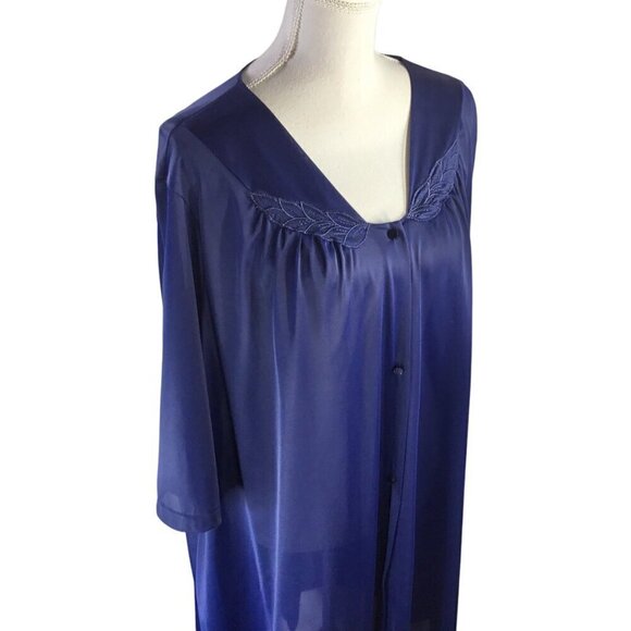 Vassarette Vintage Robe NWT Navy Blue Size XXXL 3XL Nylon USA Lightweight Gown - Picture 4 of 10